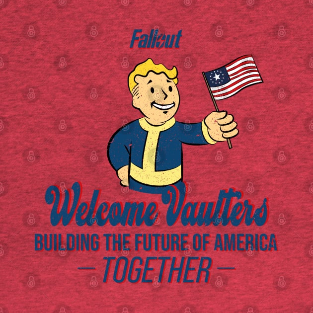 FALLOUT: WELCOME VAULTERS WHITE VERSION (GRUNGE STYLE) by FunGangStore